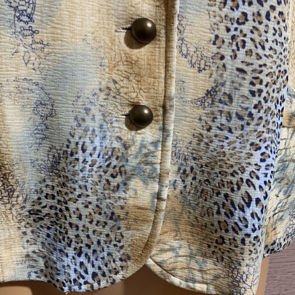 Spread Your Wings Blazer Jacket Animal Print Tan Brown Blue XS - Picture 16 of 16